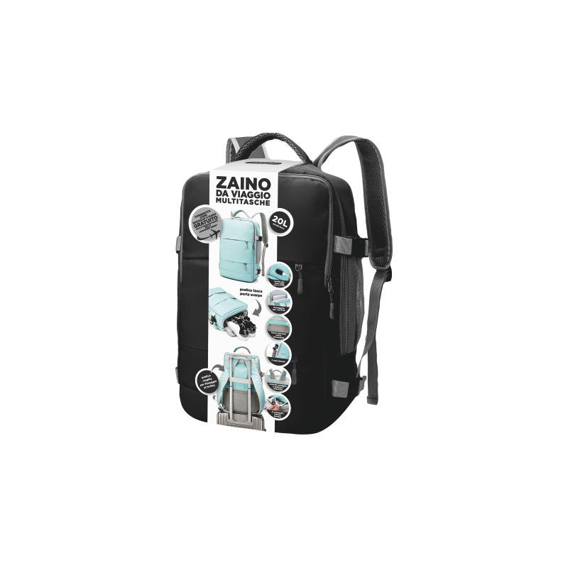 ZAINO DA VIAGGIO MULTITASCHE NERO - MD WebStore