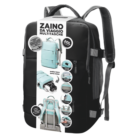 ZAINO DA VIAGGIO MULTITASCHE NERO - MD WebStore