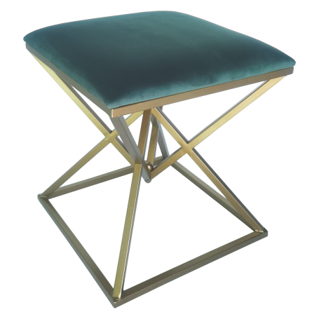 POUF DIAMANTE IN METALLO E TESSUTO VERDE - MD WebStore