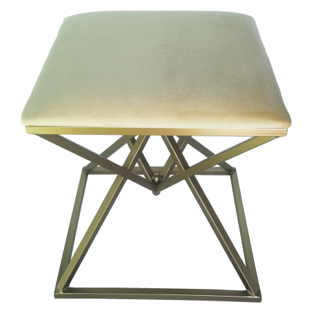 POUF DIAMANTE BEIGE IN METALLO E TESSUTO BEIGE - MD WebStore