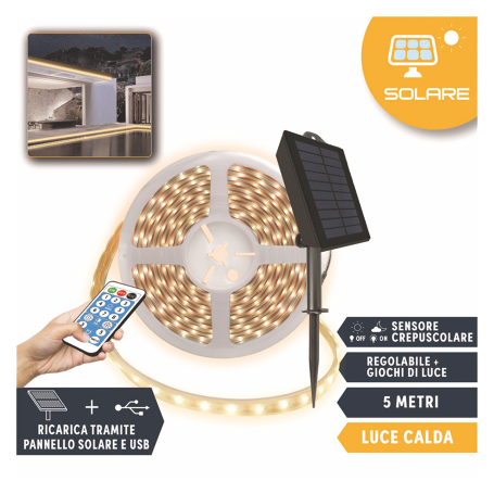 STRISCIA 60 LED A PANNELLO SOLARE - MD WebStore