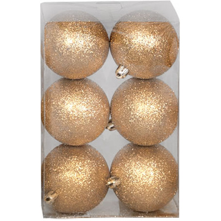 6 SFERE GLITTERATE METTALLIZZATE ORO O ROSSO - MD WebStore